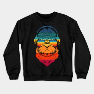 Dog Pug Retro Headphones Crewneck Sweatshirt